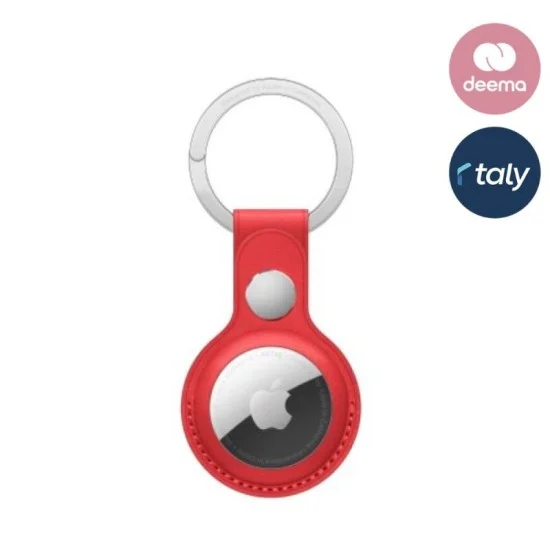 Red Leather AirTag Keychain - Red
